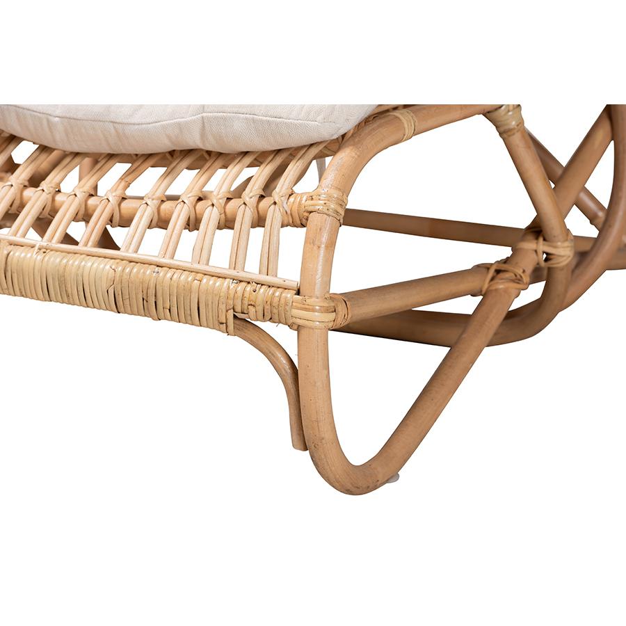bali & pari Delara Modern Bohemian Natural Brown Rattan Chaise. Picture 6