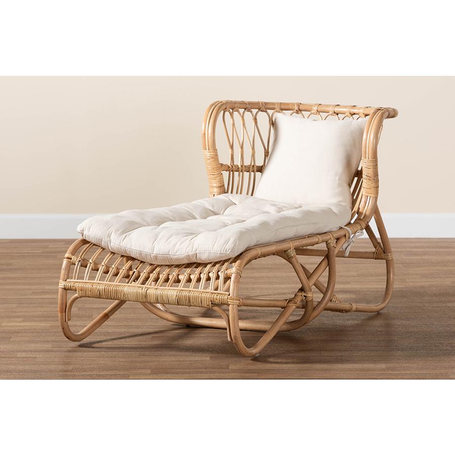 bali & pari Delara Modern Bohemian Natural Brown Rattan Chaise. Picture 9