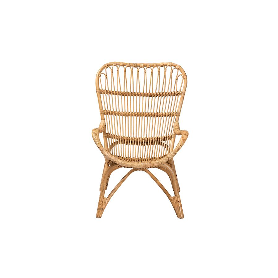 bali & pari Earvin Modern Bohemian Natural Brown Rattan Armchair. Picture 2