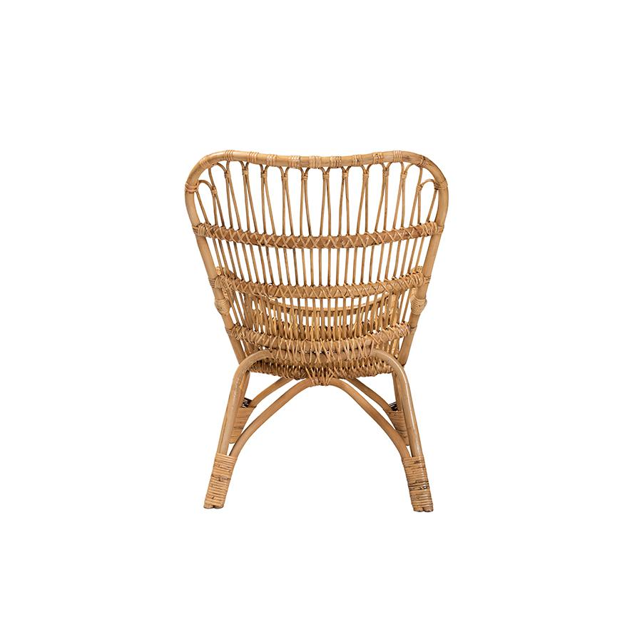 bali & pari Earvin Modern Bohemian Natural Brown Rattan Armchair. Picture 4