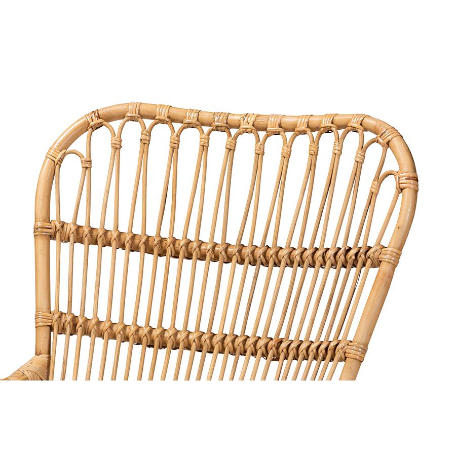 bali & pari Earvin Modern Bohemian Natural Brown Rattan Armchair. Picture 5