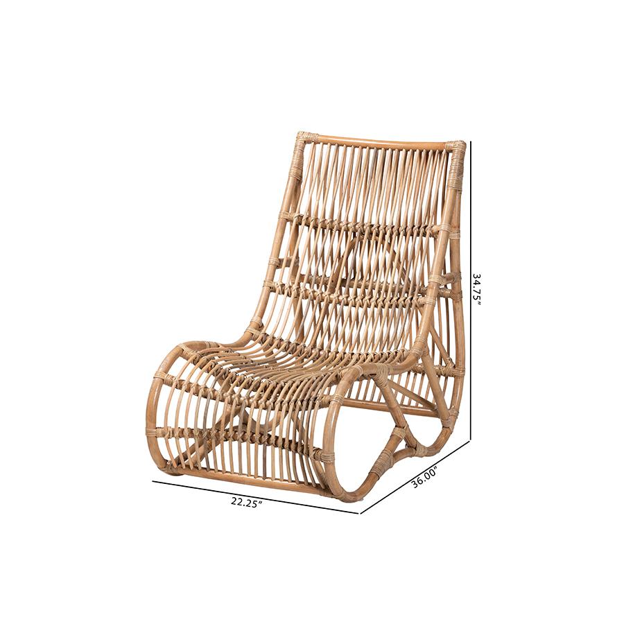 bali & pari Genera Modern Bohemian Natural Rattan Lounge Chair. Picture 10
