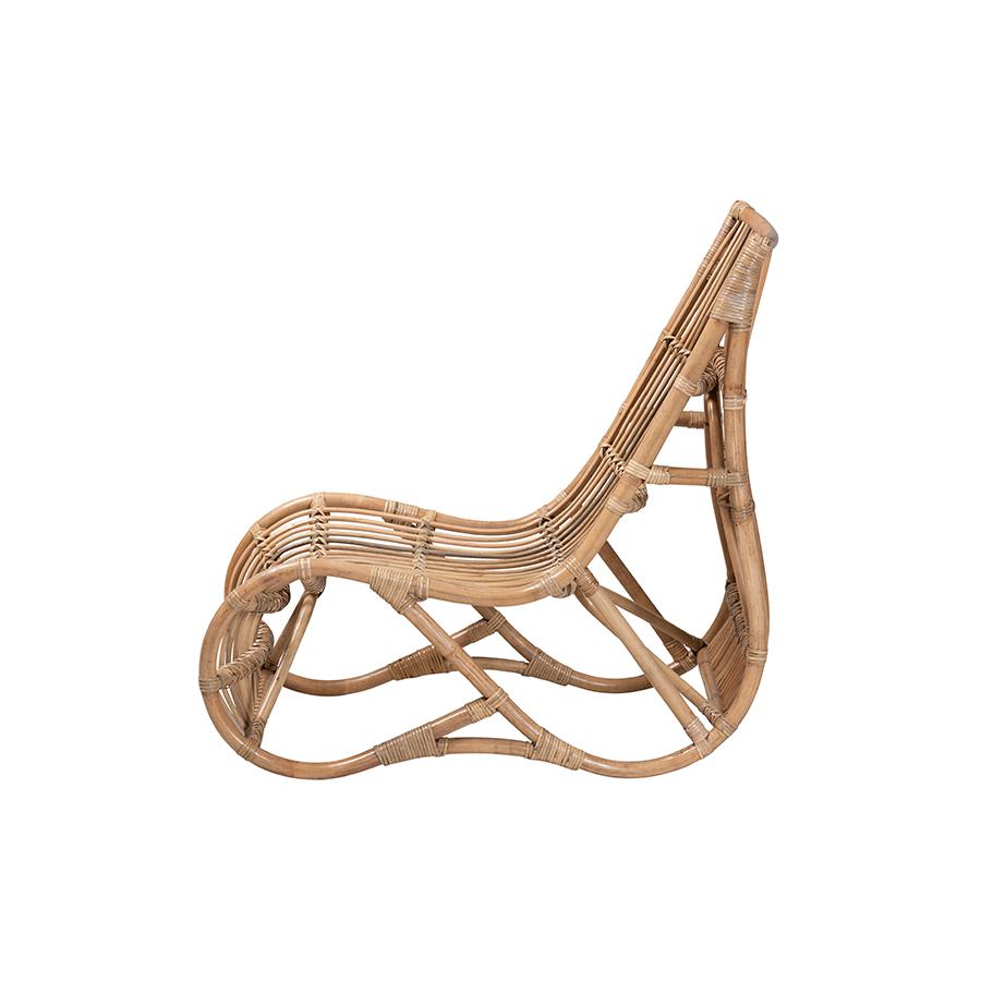 bali & pari Genera Modern Bohemian Natural Rattan Lounge Chair. Picture 3