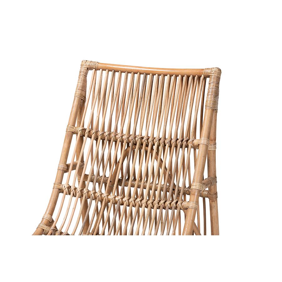 bali & pari Genera Modern Bohemian Natural Rattan Lounge Chair. Picture 5