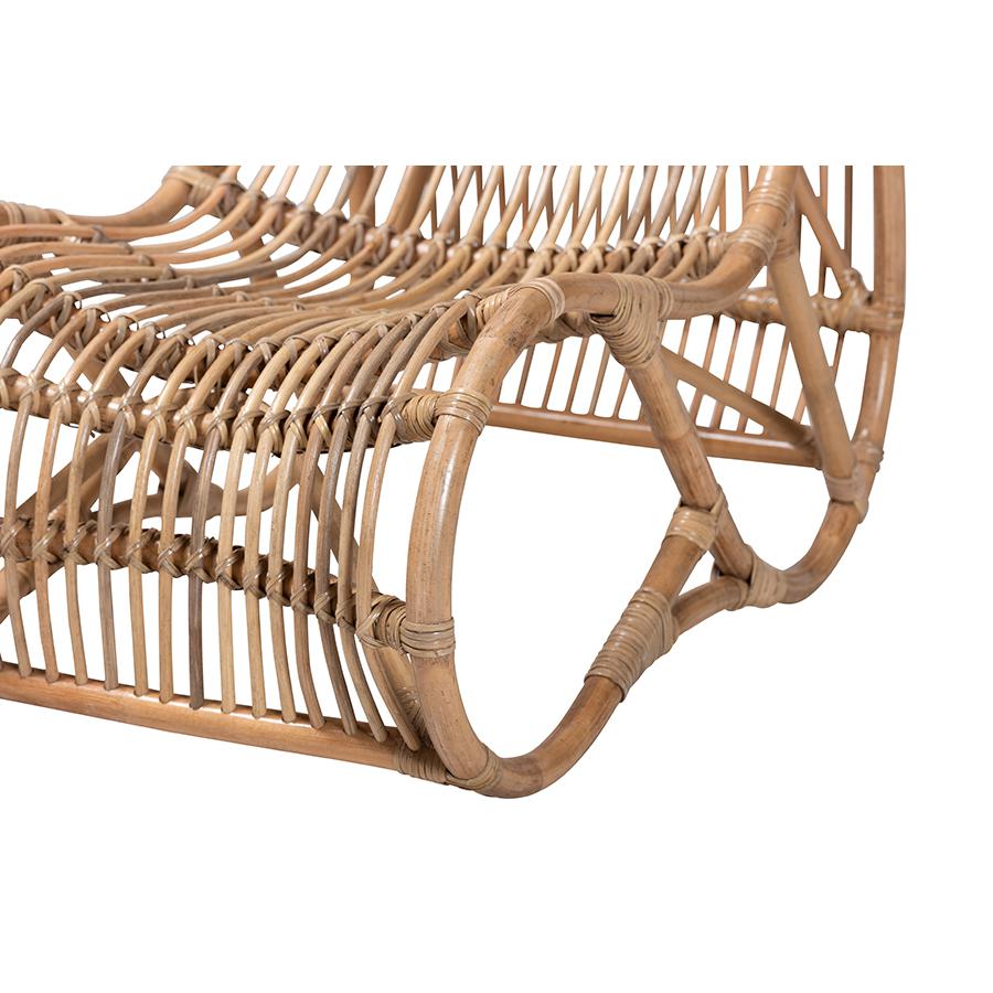 bali & pari Genera Modern Bohemian Natural Rattan Lounge Chair. Picture 6