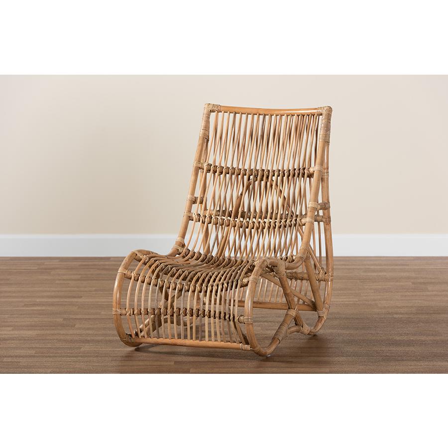 bali & pari Genera Modern Bohemian Natural Rattan Lounge Chair. Picture 9