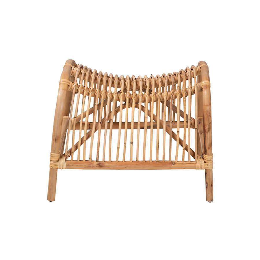 bali & pari Lamaria Modern Bohmenian Natural Brown Antique Rattan Footstool. Picture 2
