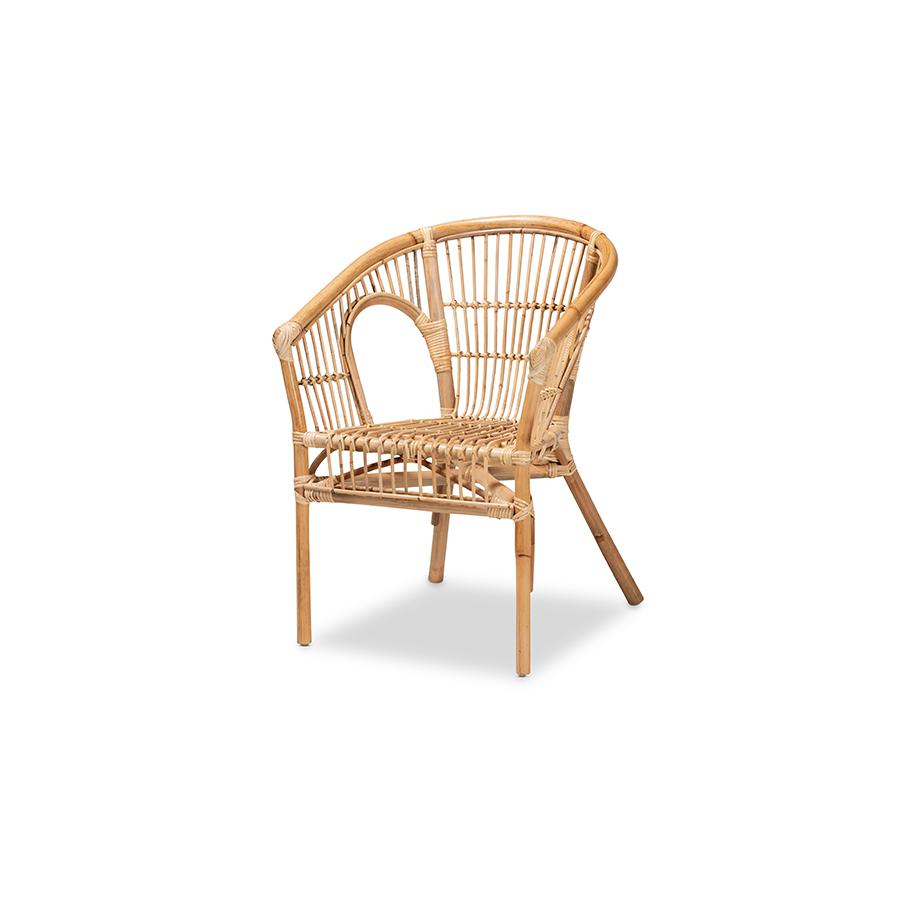 Alleta Modern Bohemian Natural Brown Rattan 3-Piece Living Room Set. Picture 2
