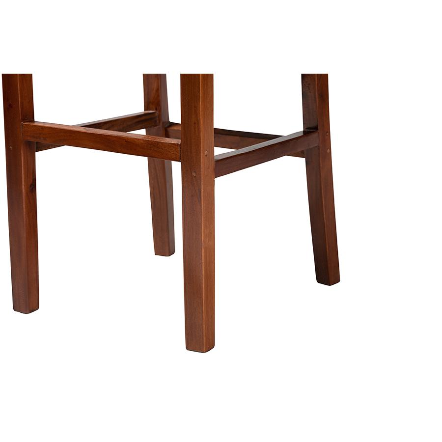 bali & pari Racquel Modern Bohemian Natural Rattan and Mahogany Wood Bar Stool. Picture 6