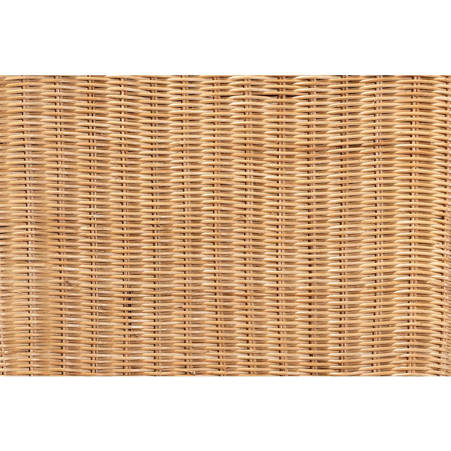 bali & pari Racquel Modern Bohemian Natural Rattan and Mahogany Wood Bar Stool. Picture 7