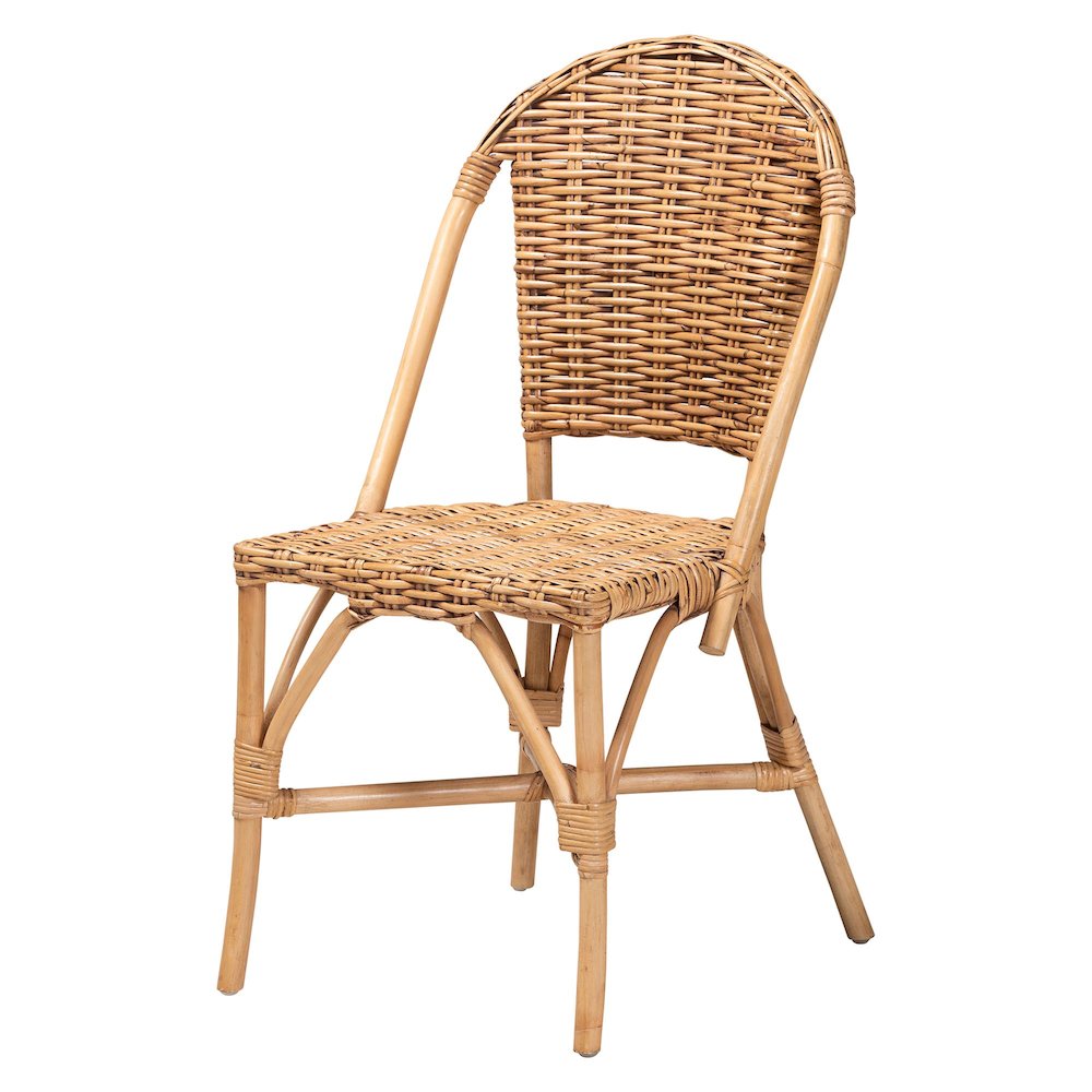 Neola Modern Bohemian Natural Rattan Dining Chair. Picture 1