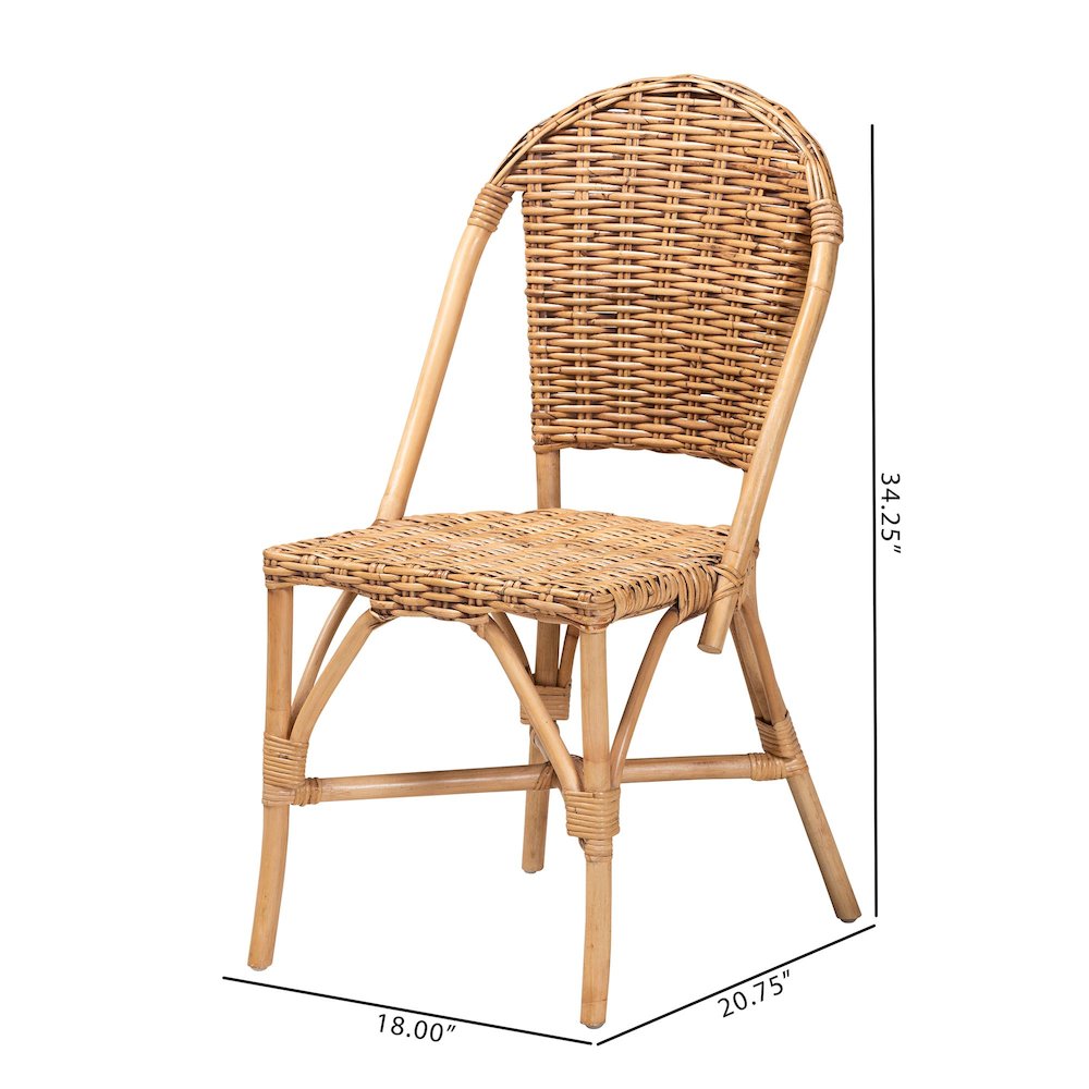 Neola Modern Bohemian Natural Rattan Dining Chair. Picture 9