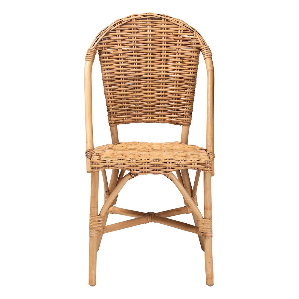 Neola Modern Bohemian Natural Rattan Dining Chair. Picture 2