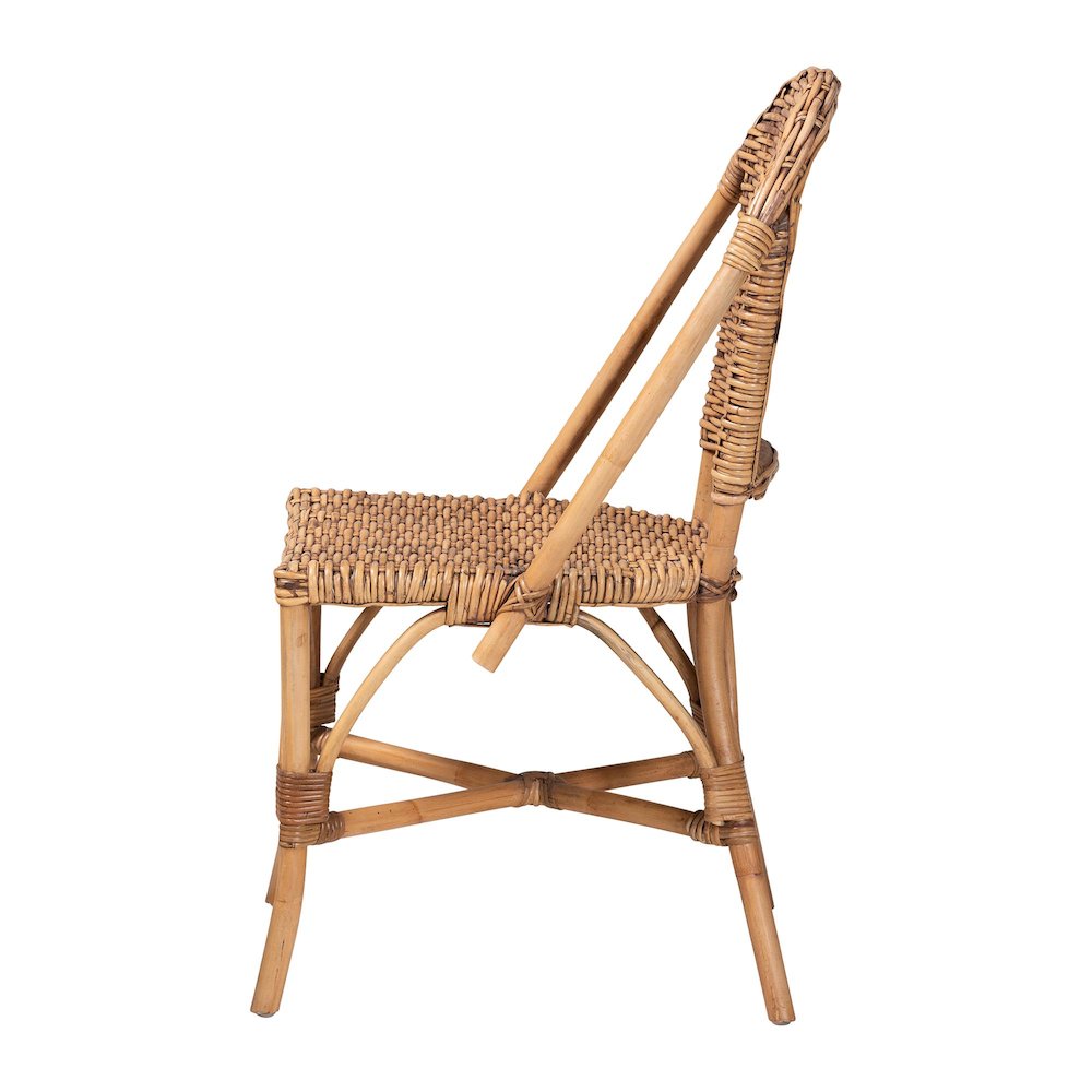 Neola Modern Bohemian Natural Rattan Dining Chair. Picture 3