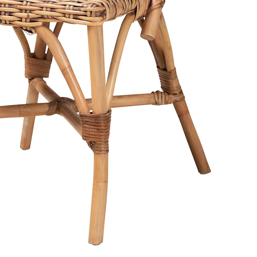 Neola Modern Bohemian Natural Rattan Dining Chair. Picture 6