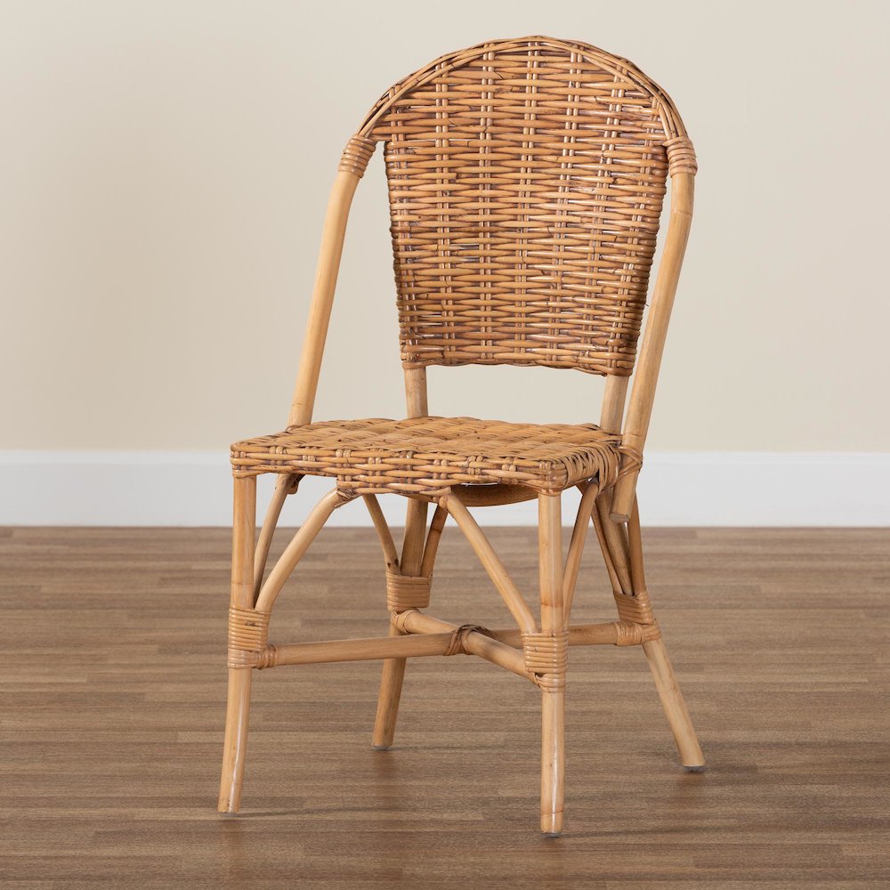 Neola Modern Bohemian Natural Rattan Dining Chair. Picture 8