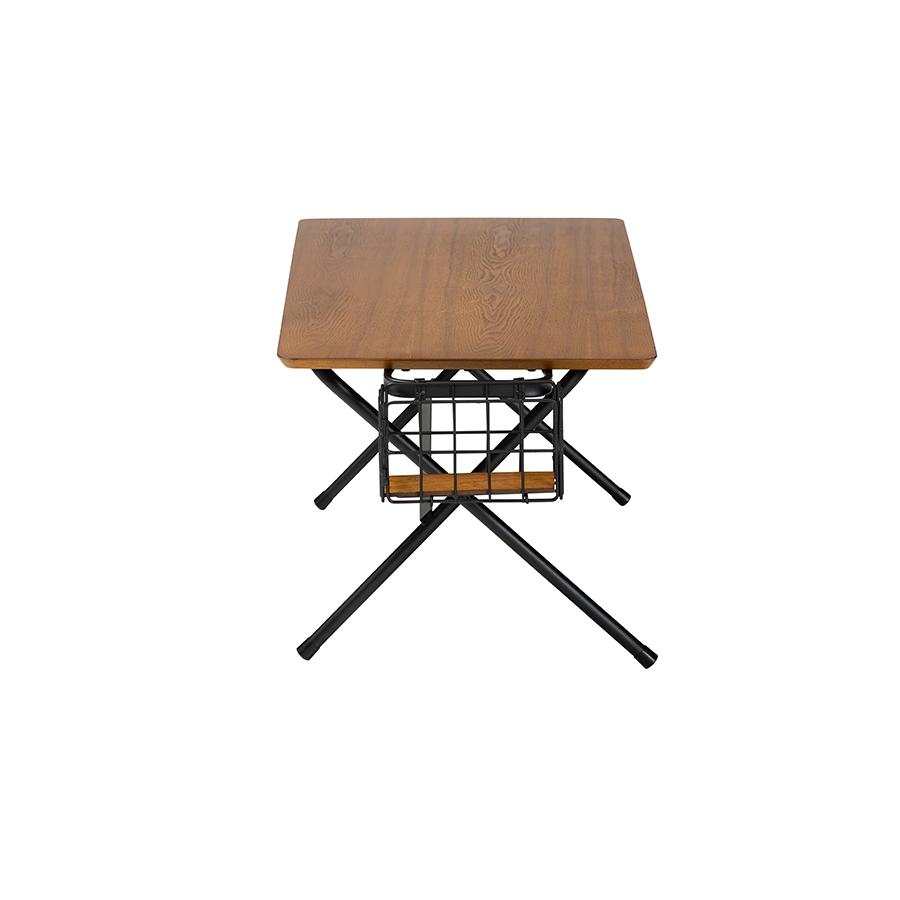 Mariela Natural Brown and Black Low Profile Coffee Table with Basket. Picture 3
