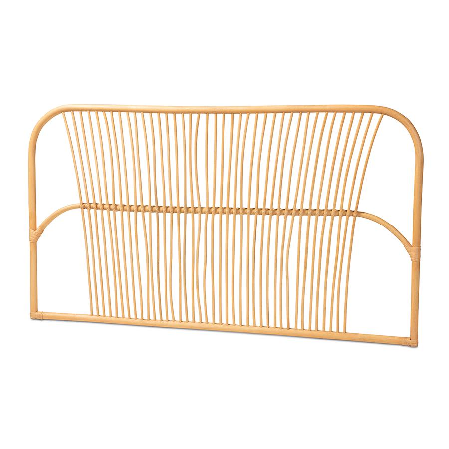 Bohemian Natural Brown Rattan Queen Size Wall-mount Headboard. Picture 1