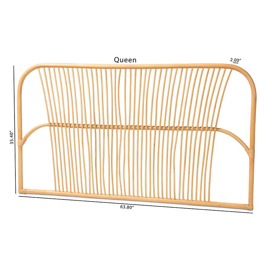 Bohemian Natural Brown Rattan Queen Size Wall-mount Headboard. Picture 7