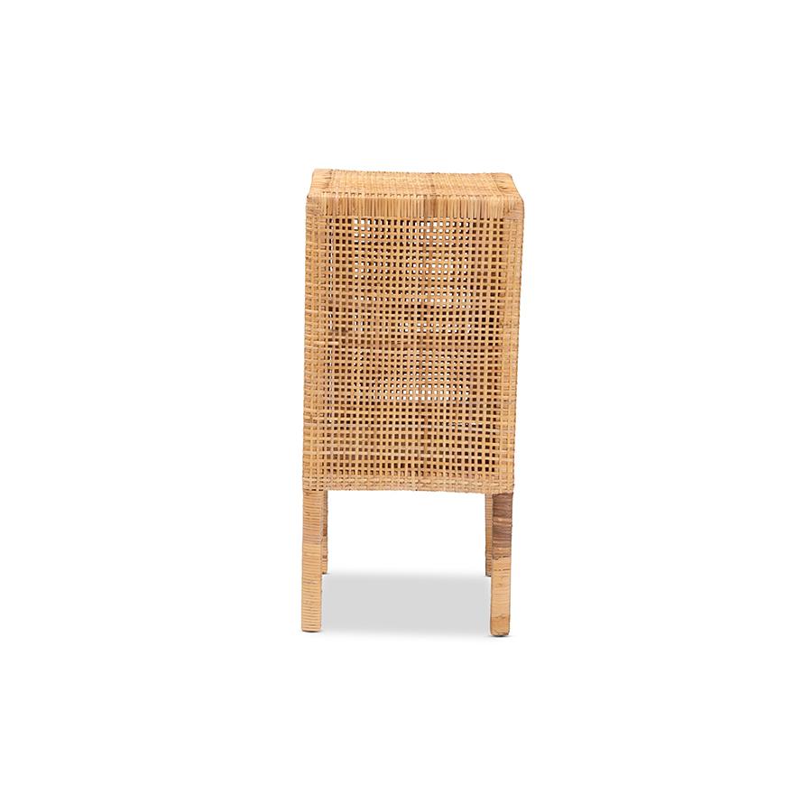 bali & pari Vivan Modern Bohemian Natural Brown Rattan 1-Door Nightstand. Picture 5