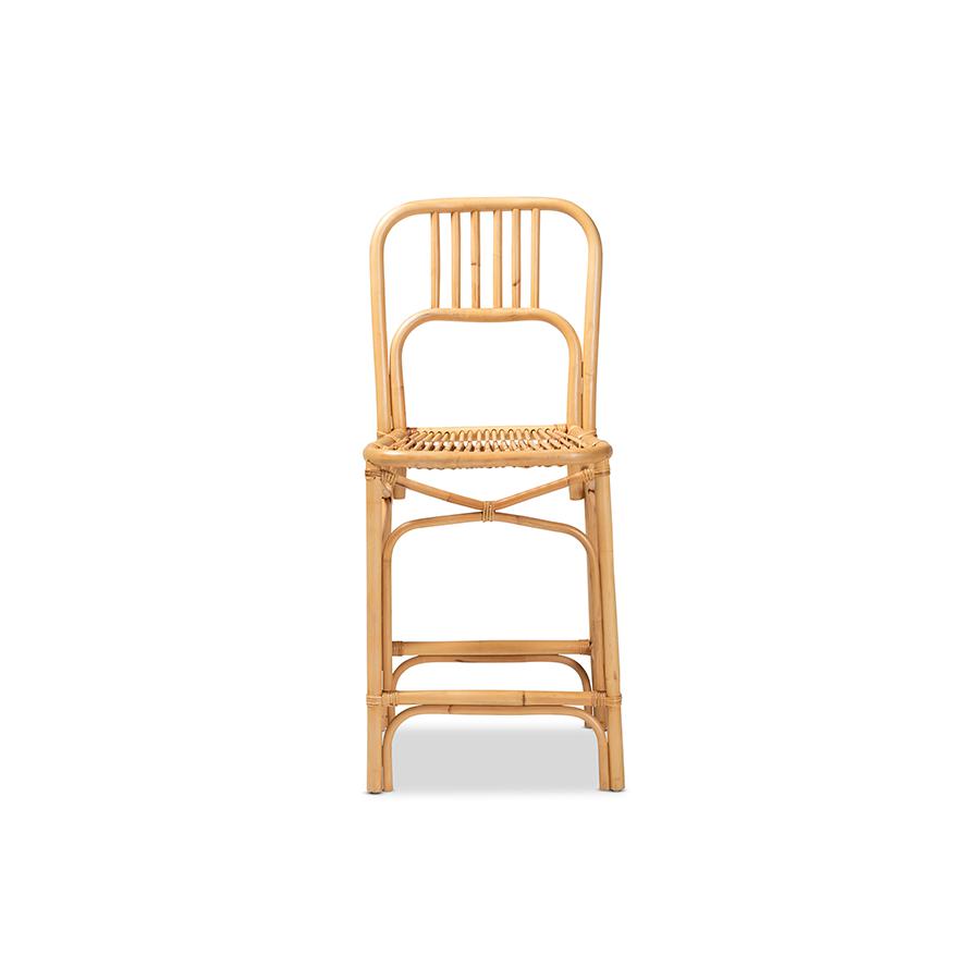 bali & pari Ivora Modern Bohemian Natural Brown Rattan Counter Stool. Picture 2