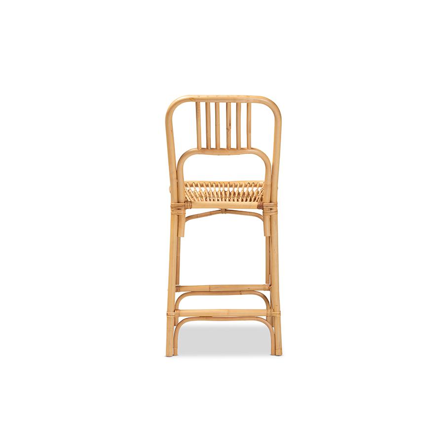 bali & pari Ivora Modern Bohemian Natural Brown Rattan Counter Stool. Picture 4