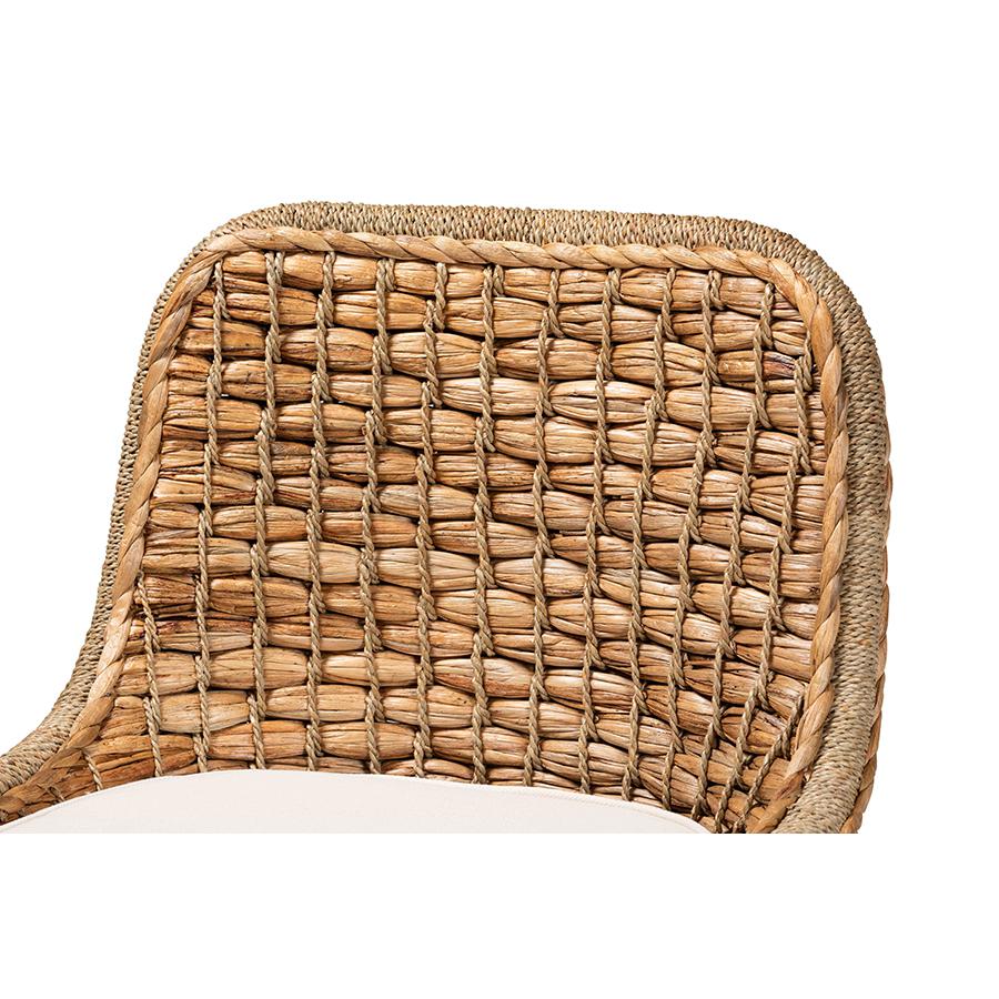 Bohemian Natural Brown Woven Rattan Dining Side Chair With Cushion. Picture 5