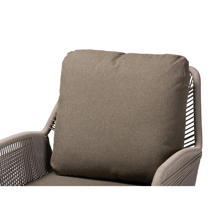 Jennifer Mid-Century Transitional Grey Woven Rope Mahogany Accent Chair. Picture 5