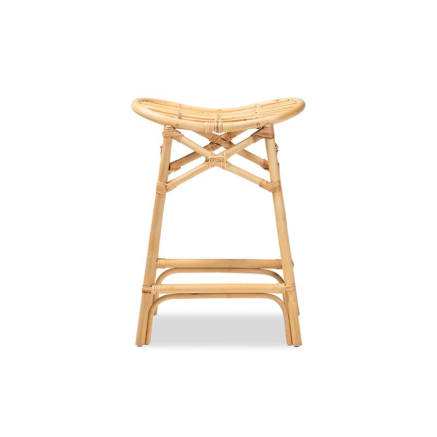 bali & pari Elgon Modern Bohemian Natural Brown Rattan Counter Stool. Picture 2
