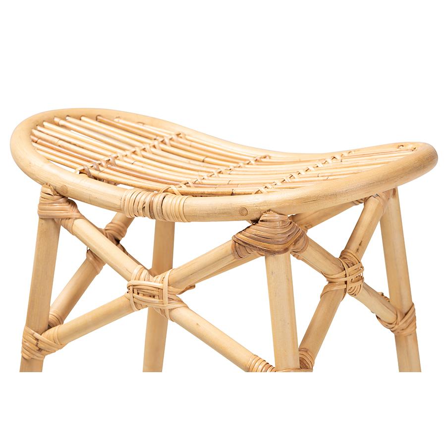 bali & pari Elgon Modern Bohemian Natural Brown Rattan Counter Stool. Picture 4
