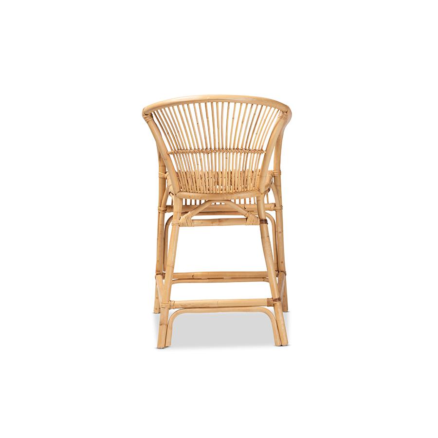 bali & pari Murai Modern Bohemian Natural Brown Rattan Counter Stool. Picture 4