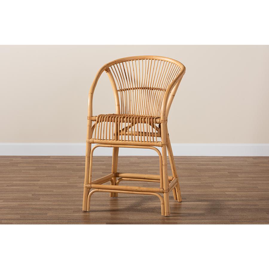 bali & pari Murai Modern Bohemian Natural Brown Rattan Counter Stool. Picture 9