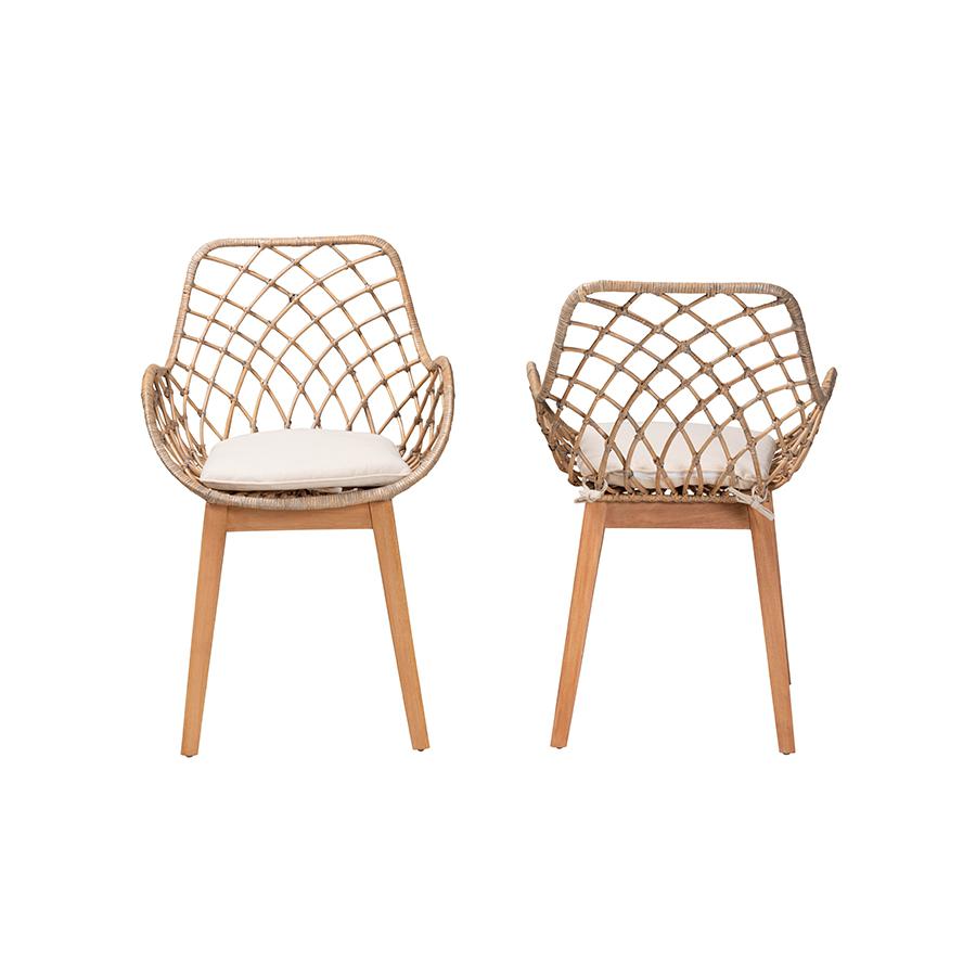 Natural Brown Finished Wood 2-Piece Dining Chair Set. Picture 2