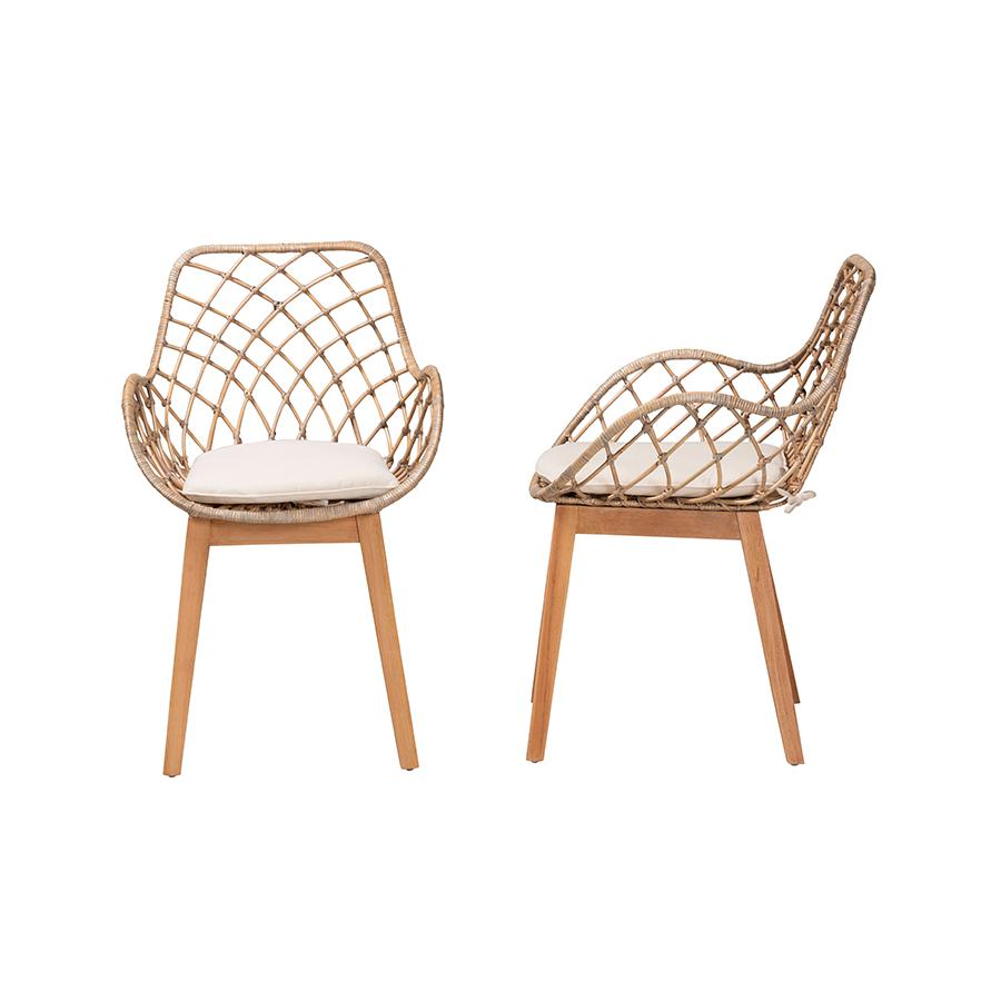 Natural Brown Finished Wood 2-Piece Dining Chair Set. Picture 3