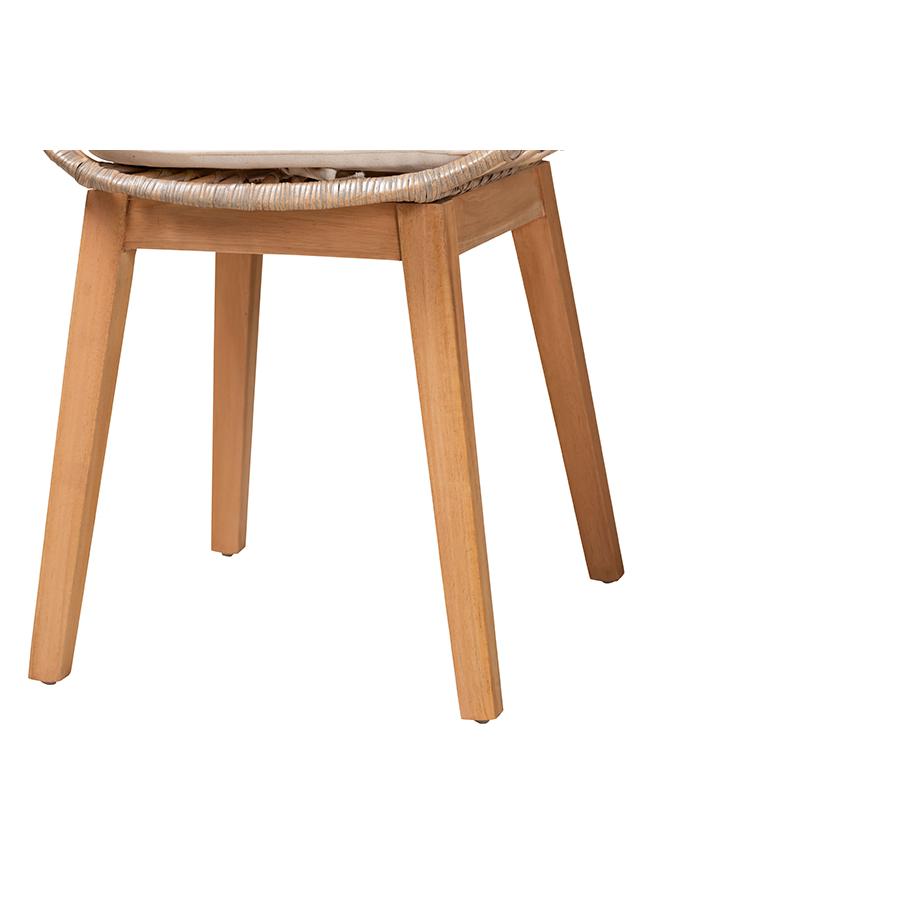 Natural Brown Finished Wood 2-Piece Dining Chair Set. Picture 5