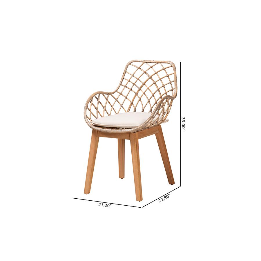 Natural Brown Finished Wood 2-Piece Dining Chair Set. Picture 9