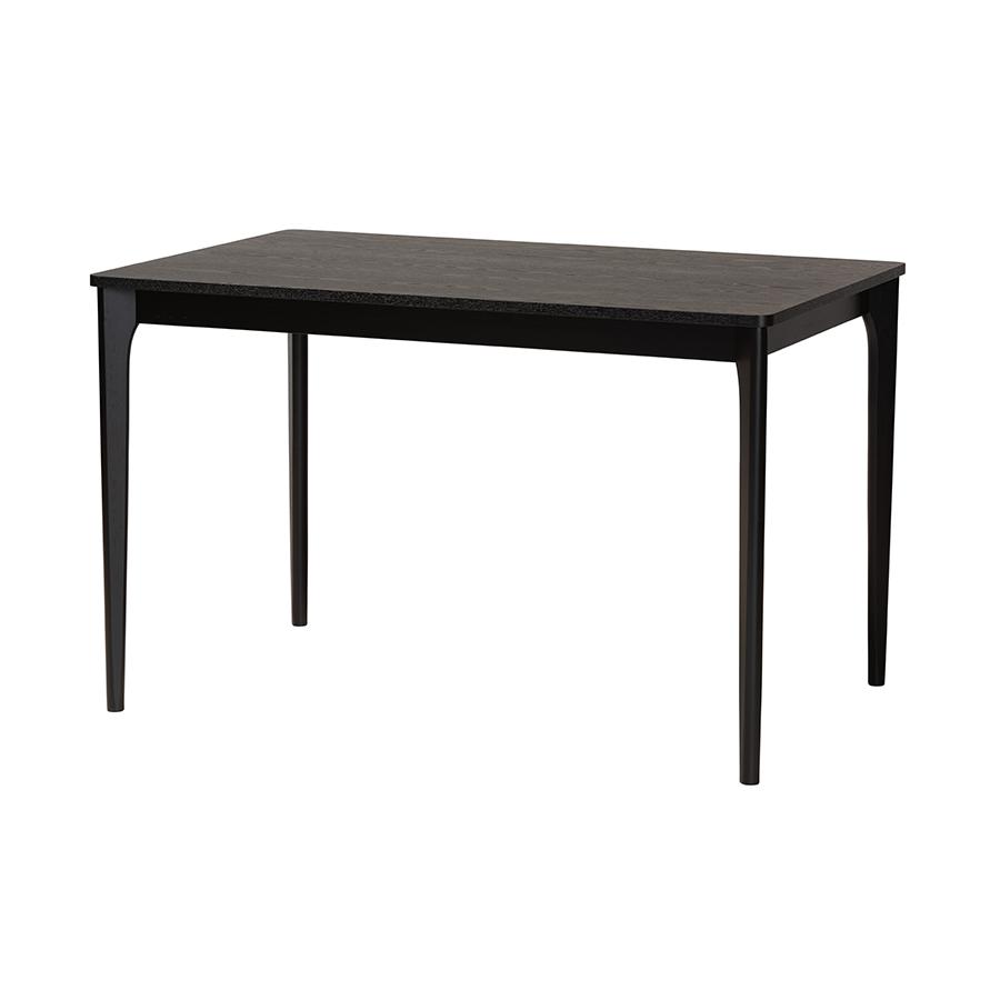 Brenna Modern Bohemian Black Finished Wood and Rattan 5-Piece Dining Set. Picture 3