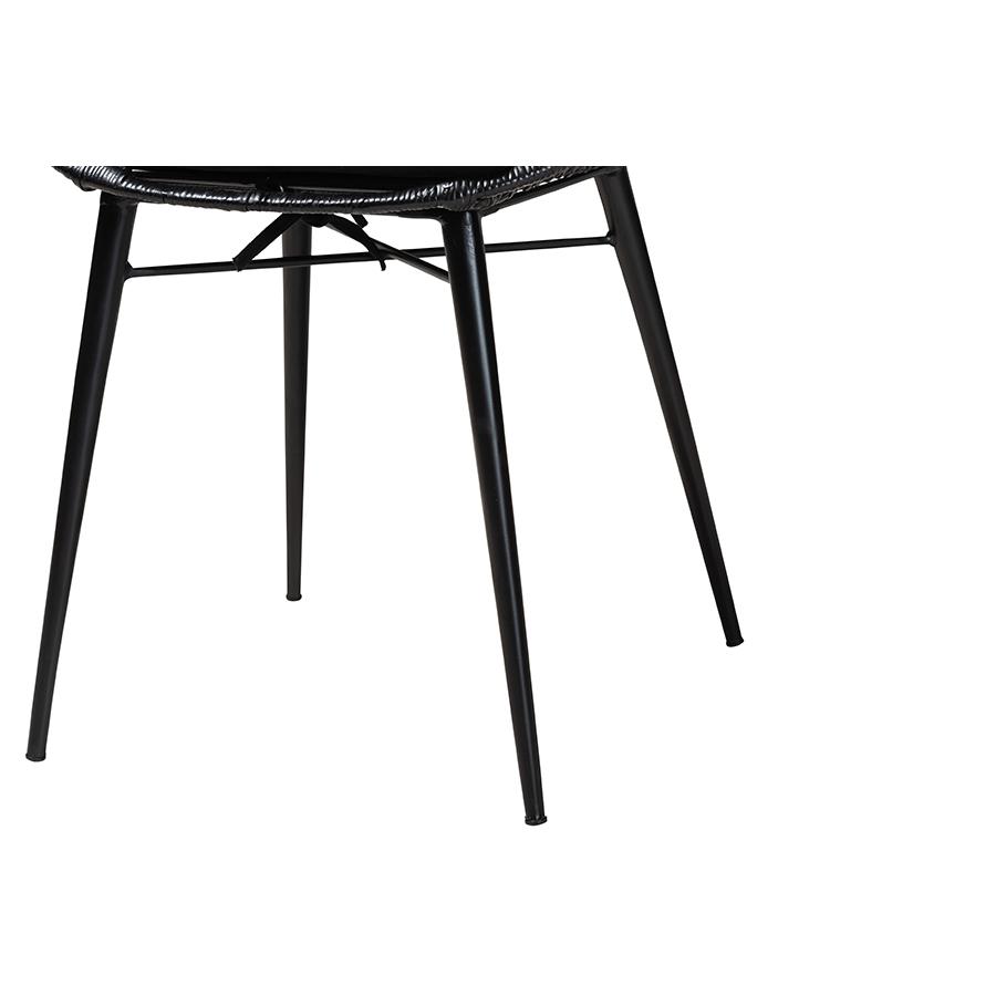 Brenna Modern Bohemian Black Finished Wood and Rattan 5-Piece Dining Set. Picture 6
