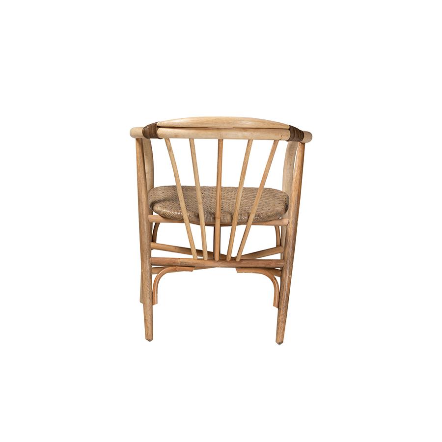 bali & pari Kyoto Modern Bohemian Natural Brown Rattan Dining Chair. Picture 4