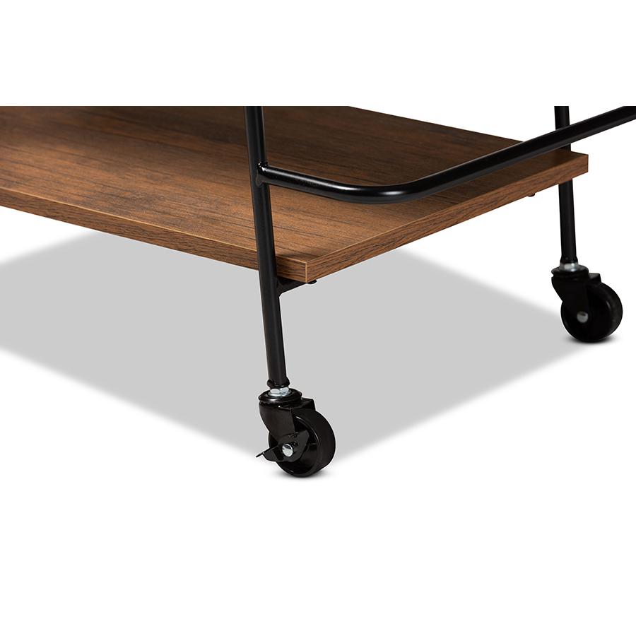 Walnut Finished Wood 3-Tier Small Mobile Wine Bar Cart. Picture 5