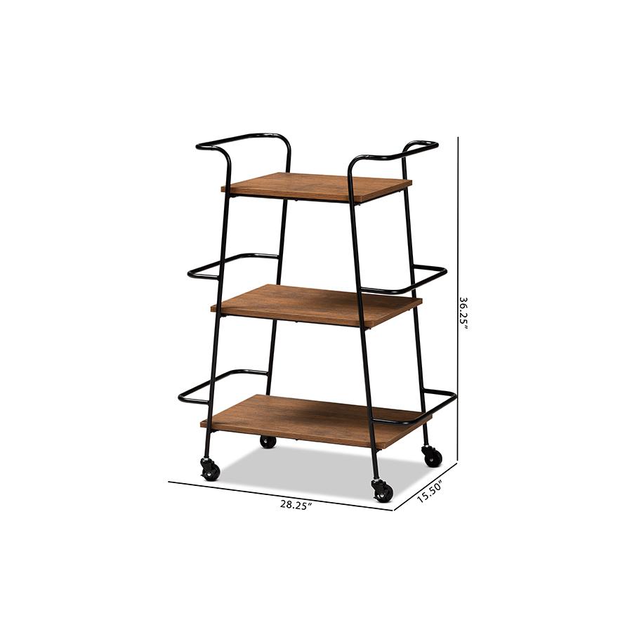 Walnut Finished Wood 3-Tier Small Mobile Wine Bar Cart. Picture 9