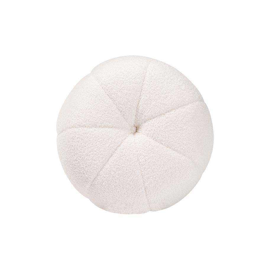 Raelynn Modern and Contemporary Ivory Boucle Upholstered and Gold Metal Ottoman. Picture 2