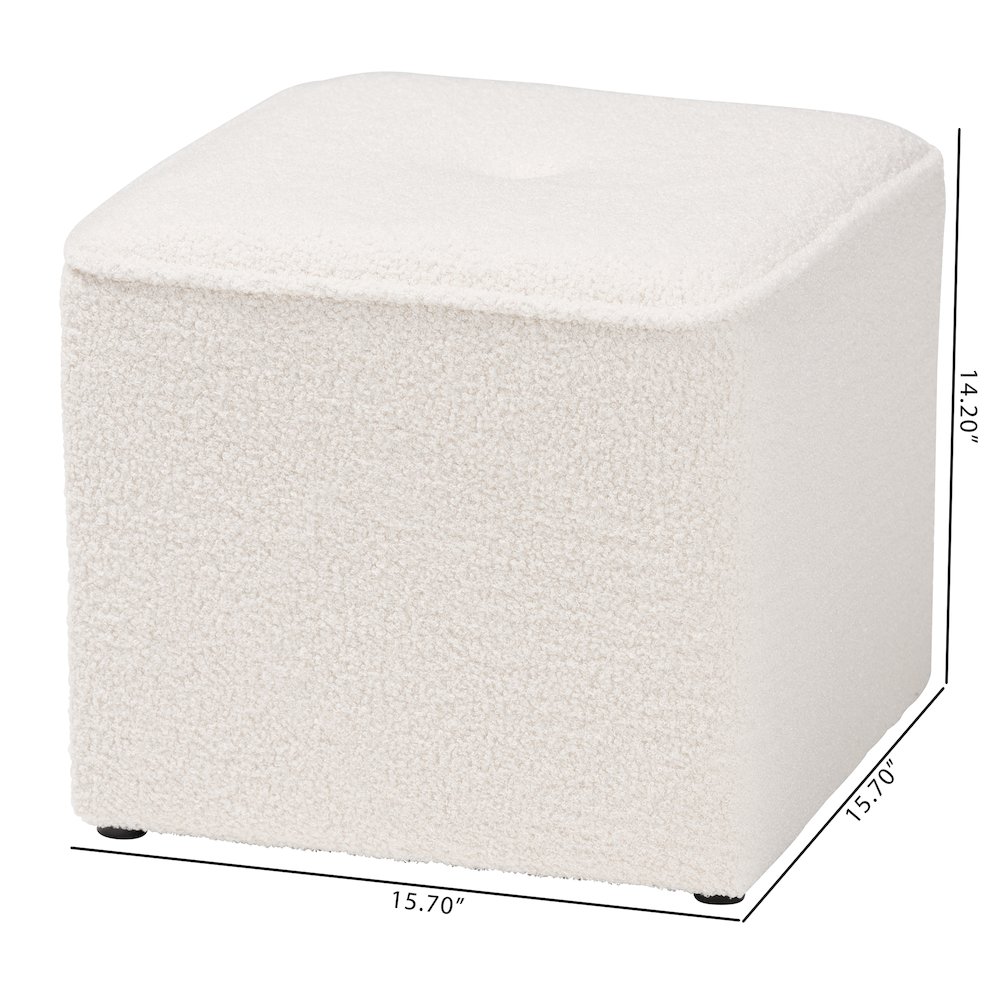 Baxton Studio Isaiah Modern and Contemporary Ivory Boucle Upholstered Ottoman. Picture 7