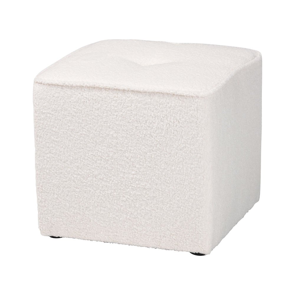 Baxton Studio Isaiah Modern and Contemporary Ivory Boucle Upholstered Ottoman. Picture 1