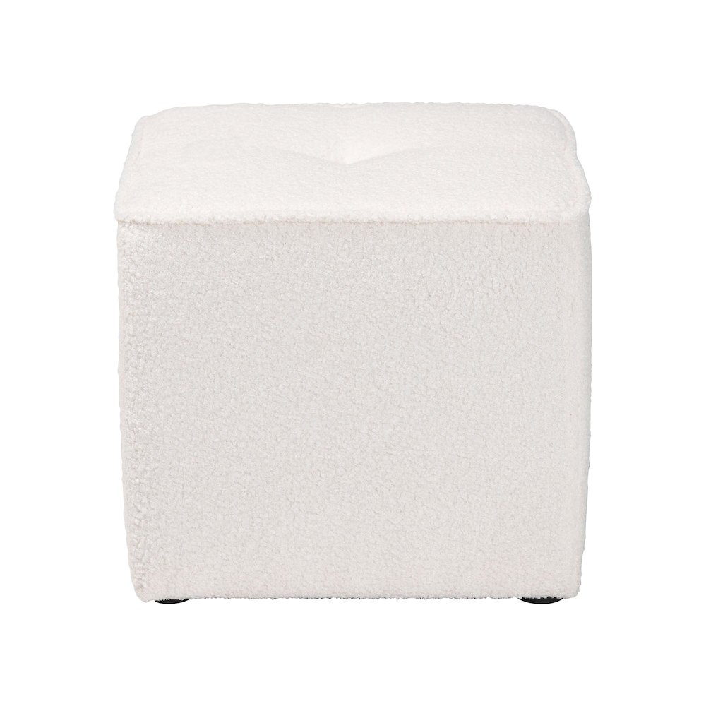 Baxton Studio Isaiah Modern and Contemporary Ivory Boucle Upholstered Ottoman. Picture 3