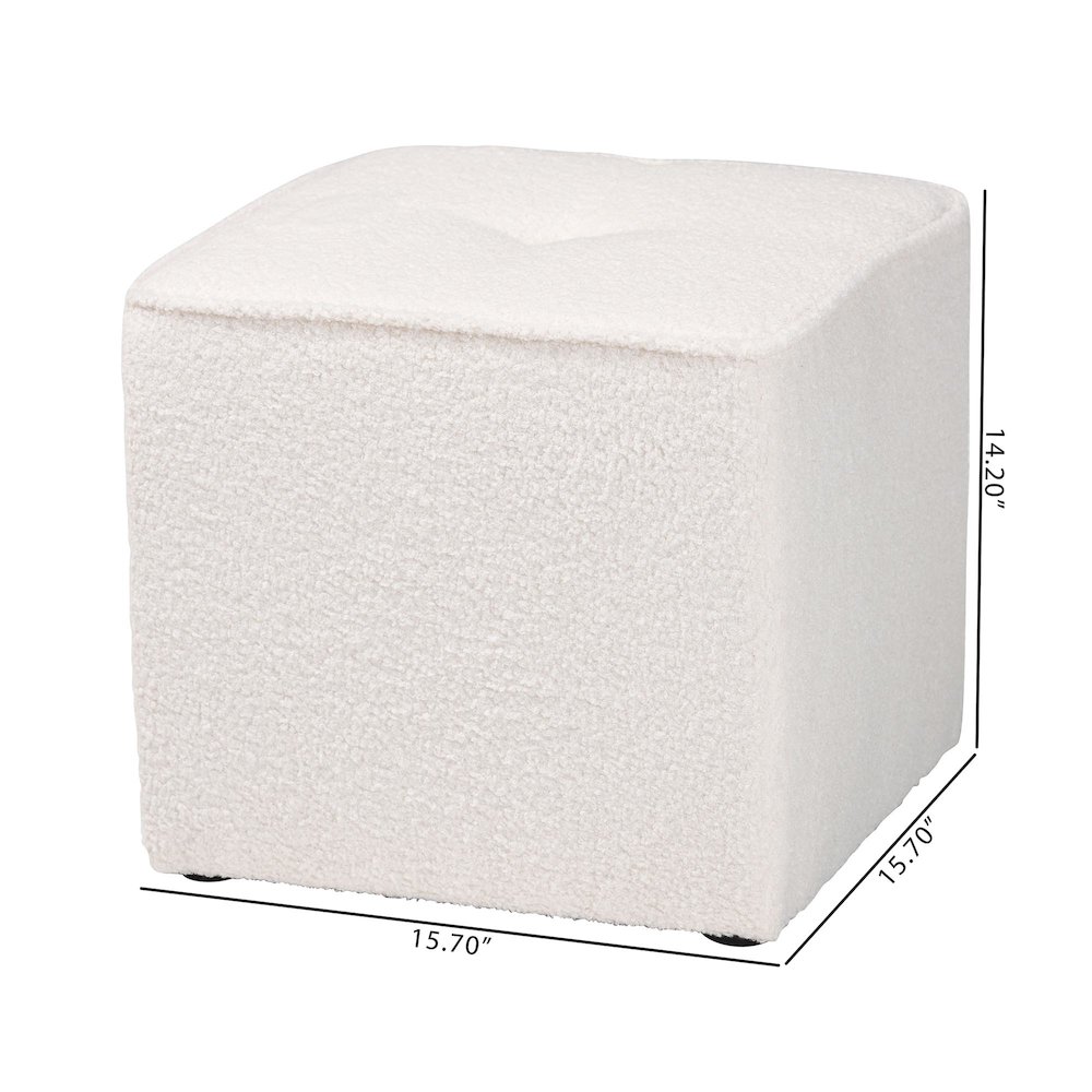 Baxton Studio Isaiah Modern and Contemporary Ivory Boucle Upholstered Ottoman. Picture 6