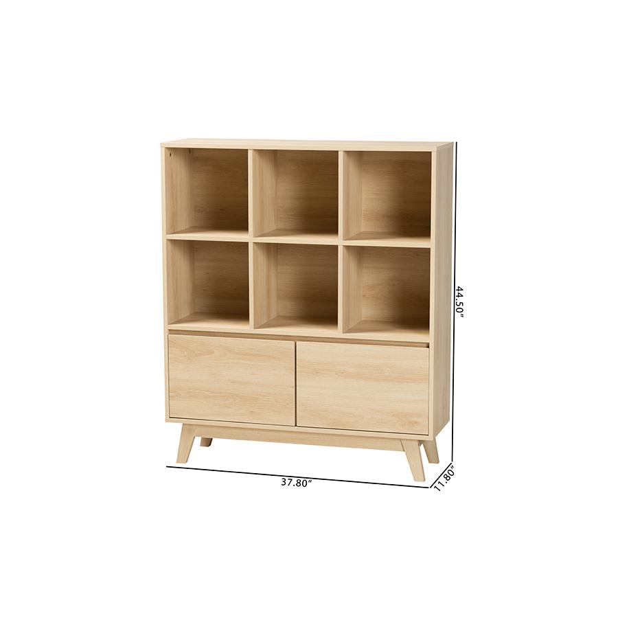 Baxton Studio Danina Japandi Oak Brown Finished Wood Bookshelf. Picture 10