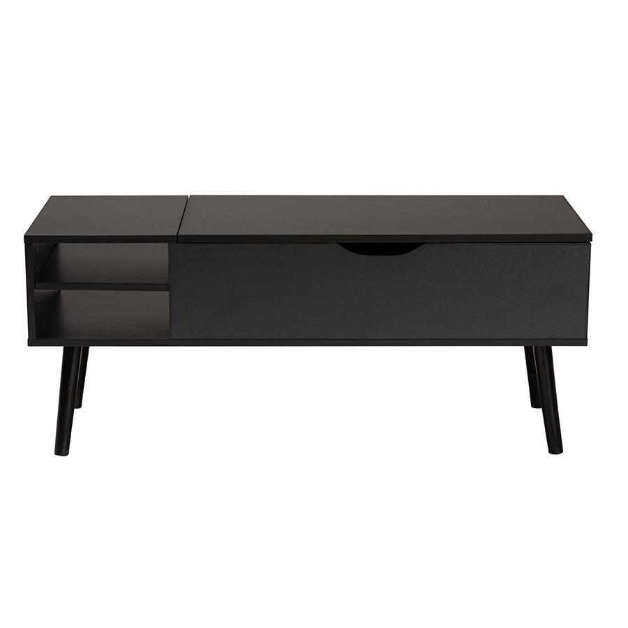 Espresso Brown Finished Wood Coffee Table with Lift-Top Storage Compartment. Picture 3