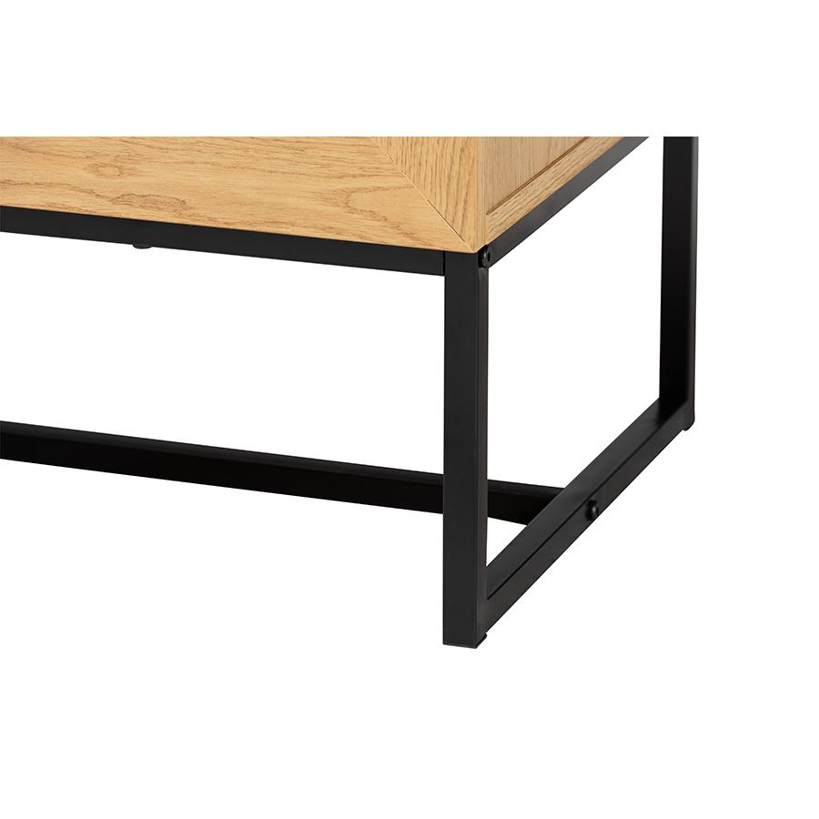 Black Metal 6-Drawer Storage Cabinet with Natural Rattan. Picture 6