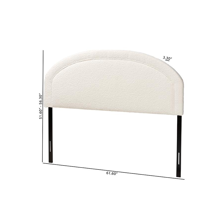 Baxton Studio Fiana Modern Cream Boucle Fabric Queen Size Headboard. Picture 7